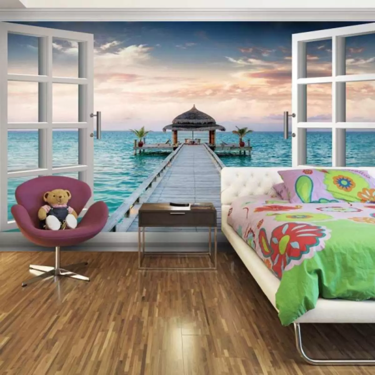 침실 월페이퍼 : 객실의 벽을위한 사진, 작은, 마무리가 아름답습니다, 3D, 아이디어, 컬렉션, 유약 옵션, 마르버그, 비디오