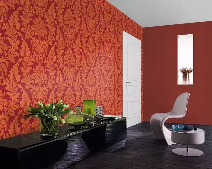 Červené tapety v interiéri: foto, čierna pre steny, ktoré sú vhodné, biele mamut, pozadia, farby, poppy so zlatom, pod tehlom, pre kuchyňu, video