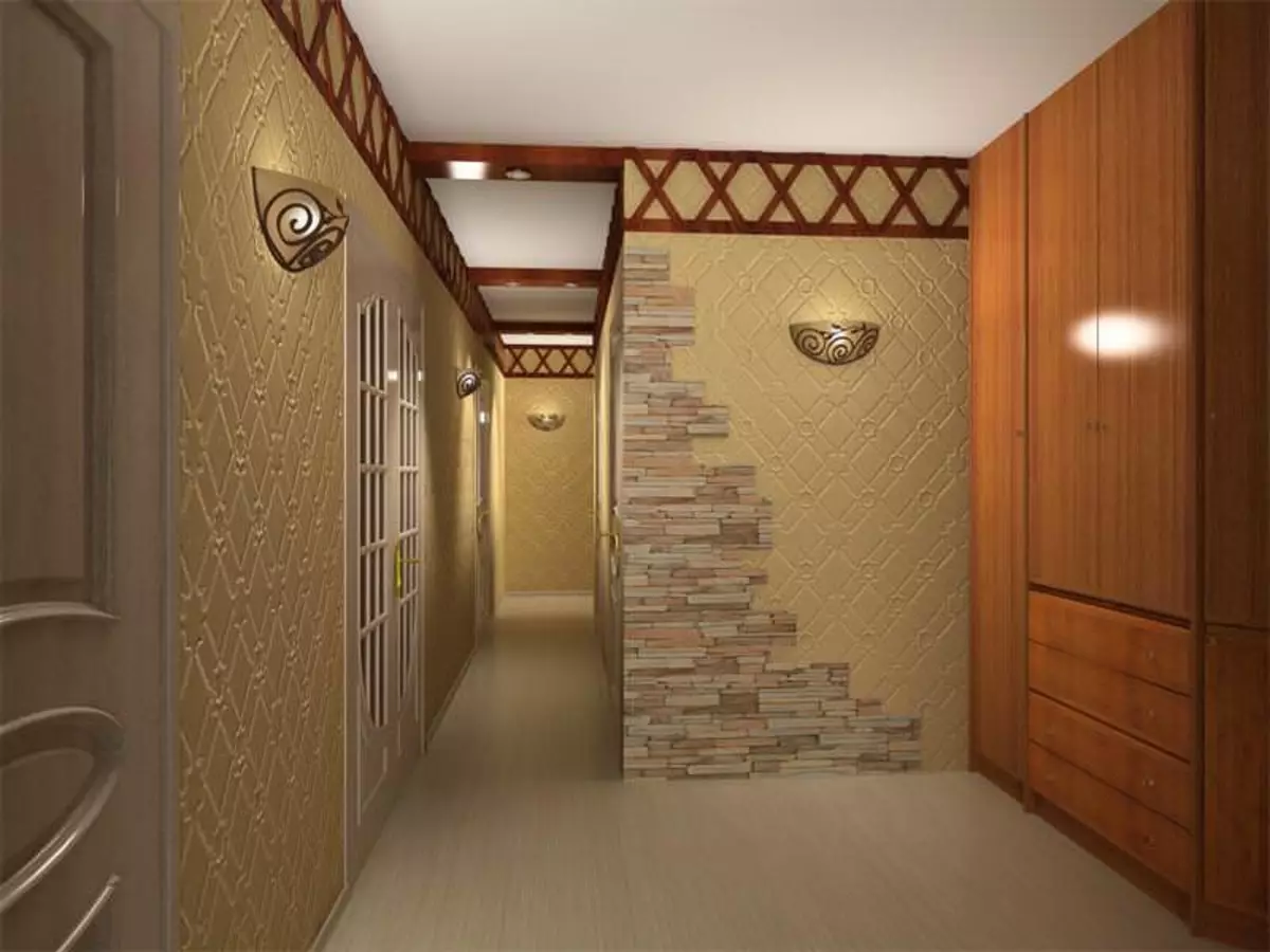 Rampung Hallway karo Stone Dekorasi Lan Poto Wallpaper: Wallpaper Kanggo Watu, Bricks, Video