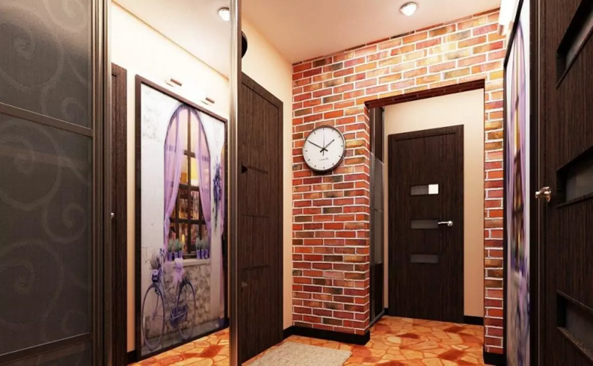 Couloir de finition avec pierre décorative et papier peint photo: fond d'écran pour pierre, briques, vidéo