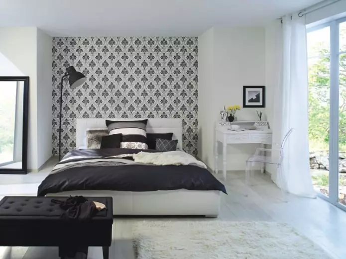 침실 벽지 선택 : 디자인, 사진, 콤비네이션 옵션