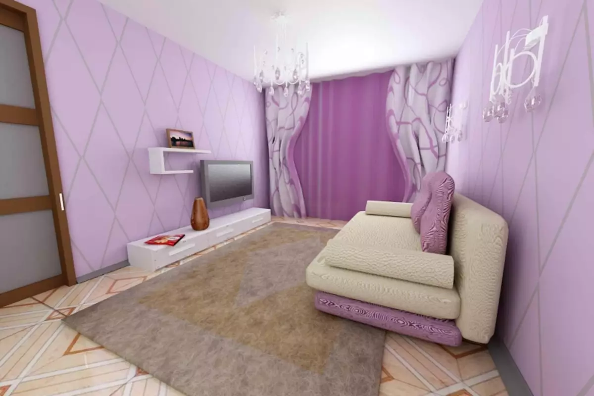 Lilac Wallpaper: Kanggo tembok ing interior, foto, warna, apa sing digabung, nada, pucat lilac kanthi kembang, video