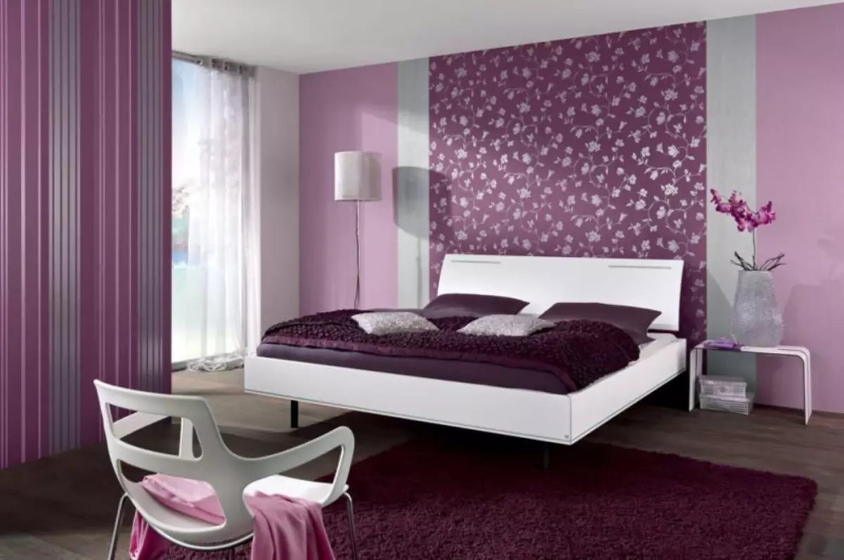 Lilac Wallpaper: Kanggo tembok ing interior, foto, warna, apa sing digabung, nada, pucat lilac kanthi kembang, video