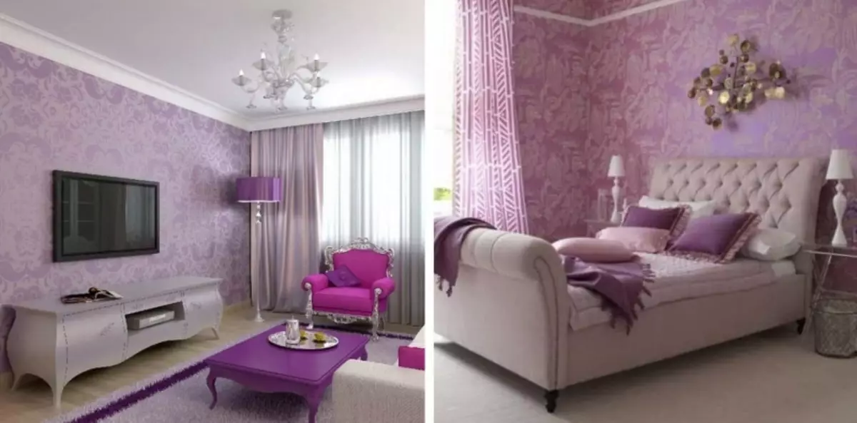 تصاویر پس زمینه Lilac: برای دیوارها در داخل، عکس ها، رنگ ها، با چه ترکیب شده، زنگ ها، رنگ های رنگی با گل ها، چه مبل های رنگی مناسب است، ویدئو