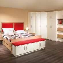 Kabinet sudut di bilik tidur: jenis, pengisian, dimensi, reka bentuk