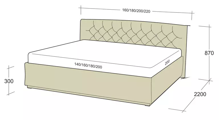 बेड आकार: एकल, एक-वेळ, दुहेरी