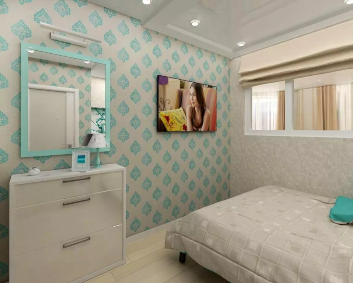 Turquoise wallpapers: photo in the interior, for walls color, with brown pattern, room, white turquoise with flowers, curtains in bedroom, beige, video