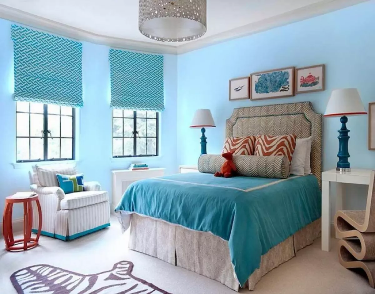 Turquoise Wallpaper: Foto di pedalaman, untuk warna dinding, dengan corak coklat, bilik, biru biru dengan bunga, langsir di bilik tidur, kuning air, video