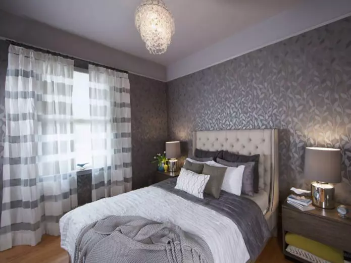 Sovrumsdesign med grå tapeter: 70 bästa bilder i inredningen
