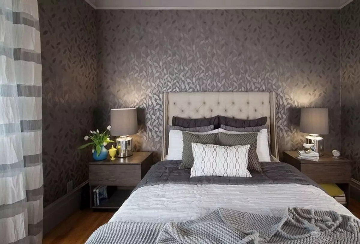 Reka Bentuk Bilik Tidur dengan Grey Wallpaper: 70 Foto Terbaik di Dalam Negeri