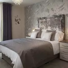 Diseño de dormitorio con fondo de pantalla gris: 70 mejores fotos en el interior.