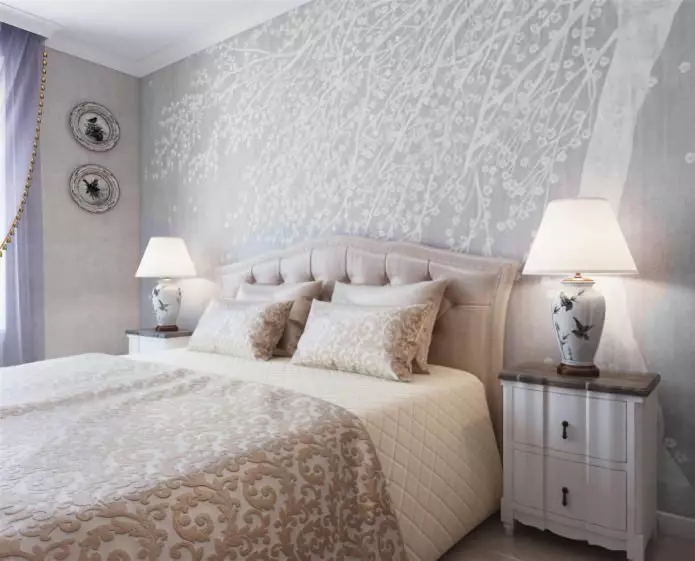 Spálňa Design s Grey Wallpaper: 70 najlepších fotografií v interiéri