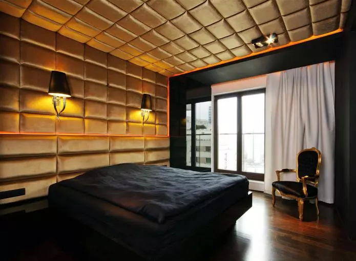 Sienų dizainas miegamajame: spalvų pasirinkimas, apdailos parinktys, 130 nuotraukų į vidų