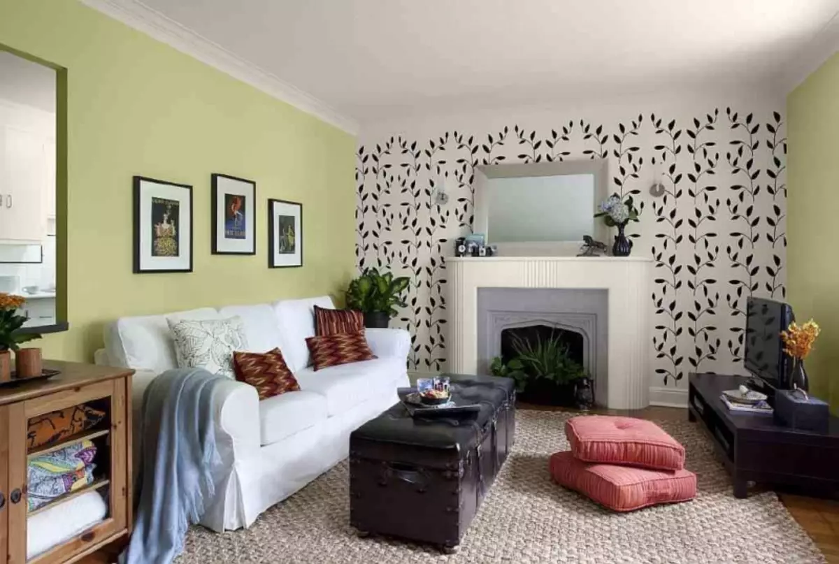 Kombinimi i letër-muri në dhomën e ndenjes Foto e ideve: një kombinim i dy ngjyrave për dizajn, një kombinim, si të kombinosh, të fusni, video