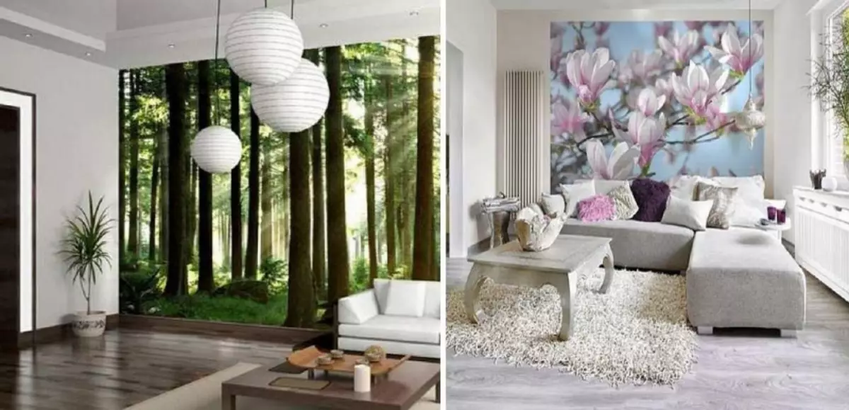 Tapete im Wohnzimmerfoto der Ideen kombinieren: Eine Kombination aus zwei Farben für Design, eine Kombination, wie man kombiniert, schieben, Video