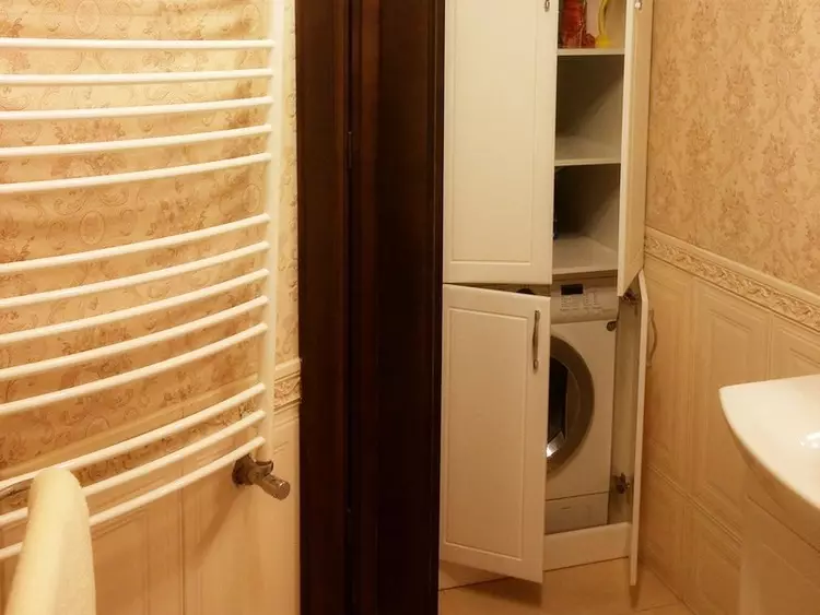 Wardrobe para sa washing machine sa banyo