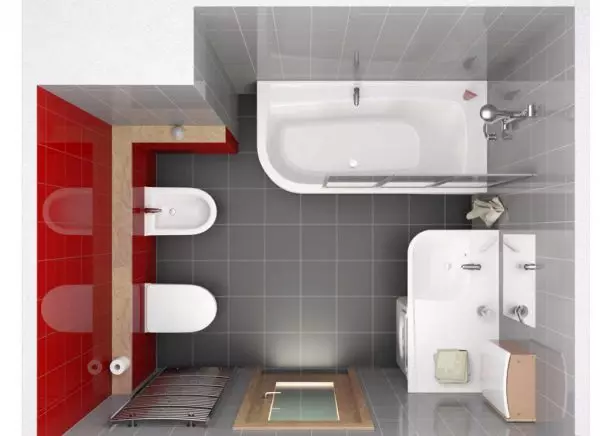 Kylpyhuoneen sisustus yhdistettynä wc: hen