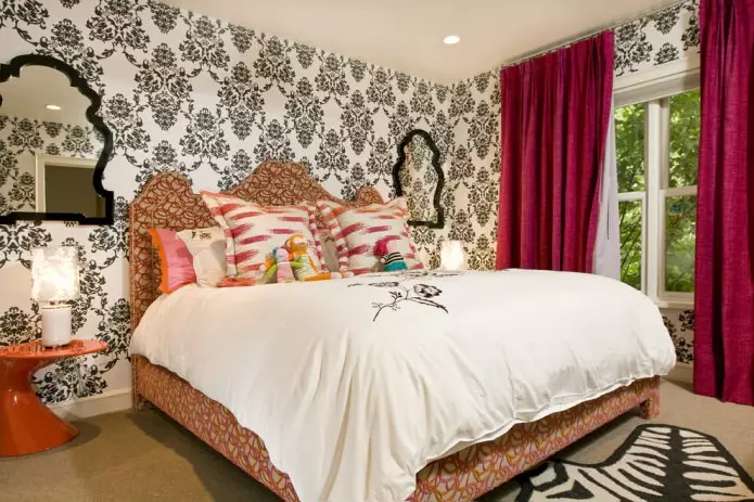 침실 인테리어의 커튼 : 컬러, 디자인, 종, 직물, 스타일, 90 사진