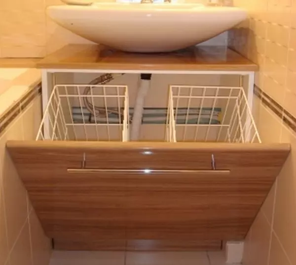 Bathroom cabinet with laundry basket