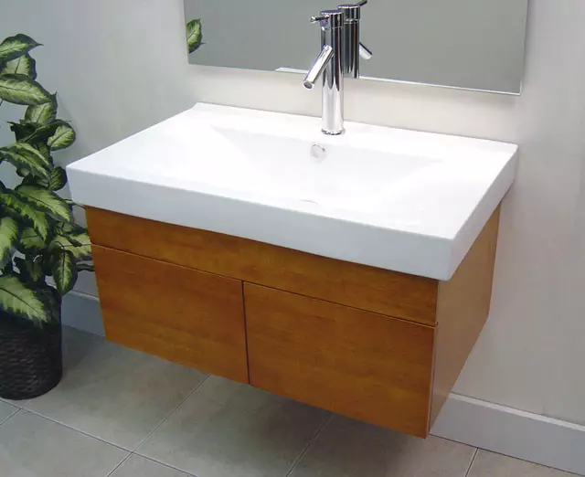 Banyo lavabo olan dayandırılmış şkaflar