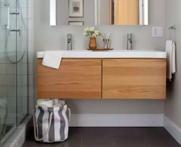 Suspended cabinets with bathroom sink