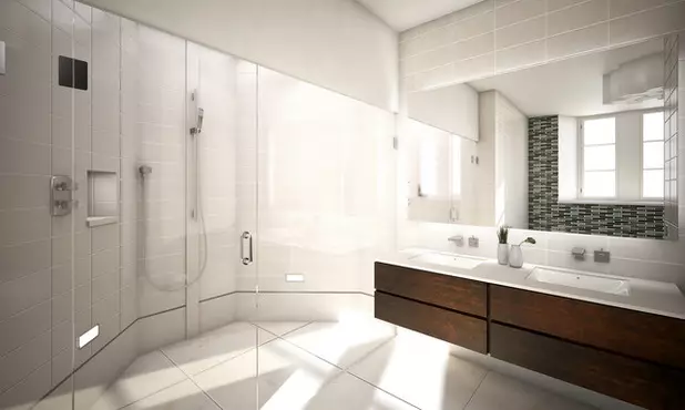 Banyo lavabo ile askıya alınmış dolaplar