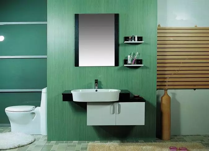 Banyo lavabo ile askıya alınmış dolaplar