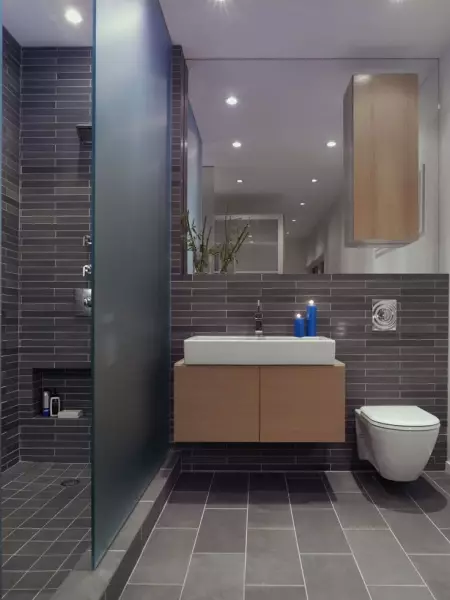ရေချိုးခန်းနစ်မြုပ်နှင့်အတူဗီရို - လက်တွေ့နှင့်စတိုင်ကျဖြေရှင်းချက်