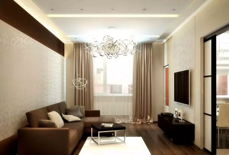 Čokoládový obývací pokoj - Fotografie neobvyklé kombinace v interiéru obývacího pokoje