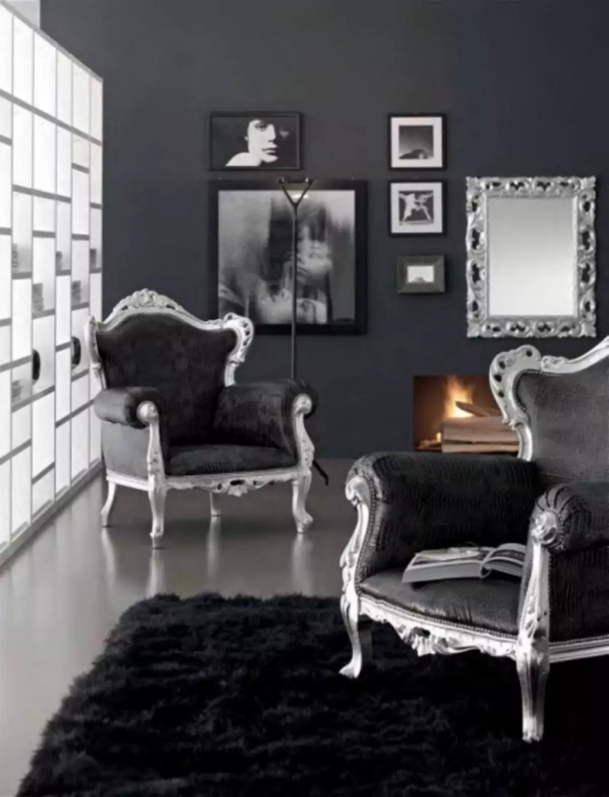 Sala de estar negro - 115 Foto das mellores ideas no interior da sala de estar monocromática