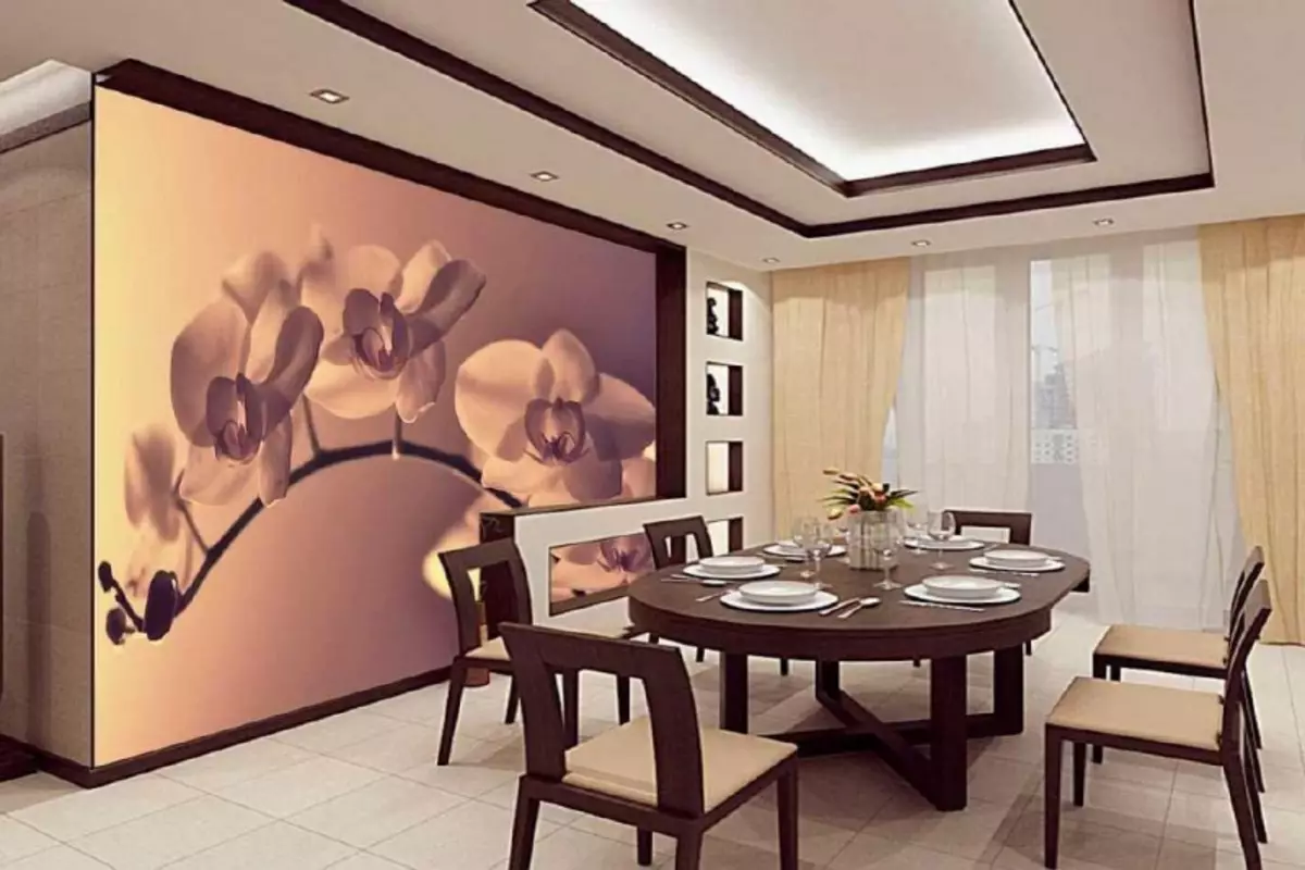 Foto wallpaper di dapur di dinding: 3d untuk dapur merah, foto wallpaper, dekorasi, desain, dekorasi, video