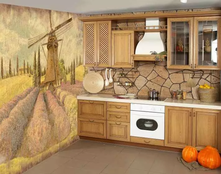 照片壁纸在墙上的厨房：3d为厨房红色，照片墙纸，装饰，设计，装饰，录影