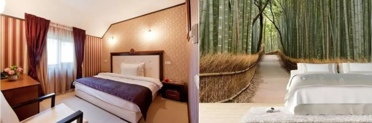 Tapetes guļamistabā foto dizains: sienām, ar atšķirīgu, mazu istabu, uzlīmes ar foto tapetēm, modernām idejām, jauniem produktiem, video