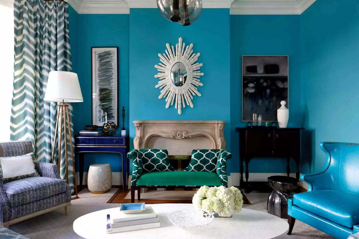 Interiérový dizajn v tyrkysových farbách: