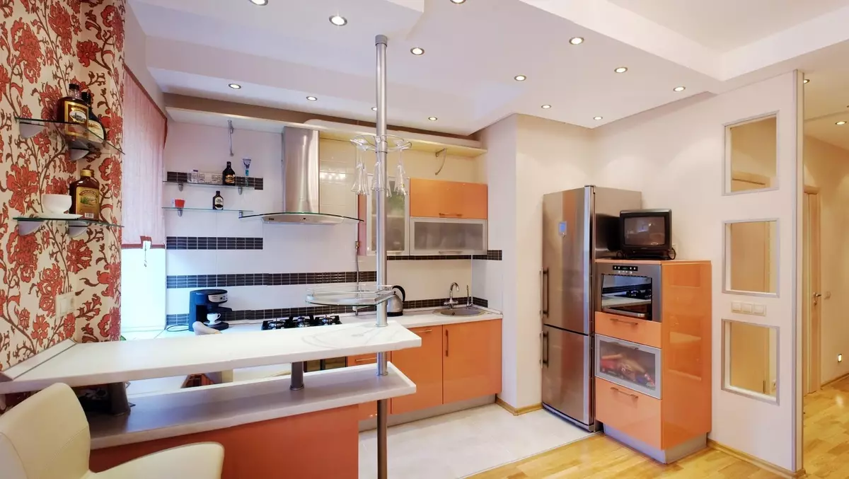 15平方メートルのリビングルームの台所と家具の正しい配置[写真とビデオ]