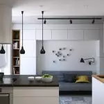 Design af køkkenet i stuen på 15 kvm og den korrekte placering af møbler [foto og video]