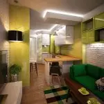 Design av köket i vardagsrummet på 15 kvm och rätt placering av möbler [foto och video]