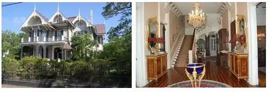 [Interieur und Außenübersicht] Haus Sandra Bullock im viktorianischen Stil (New Orleans)