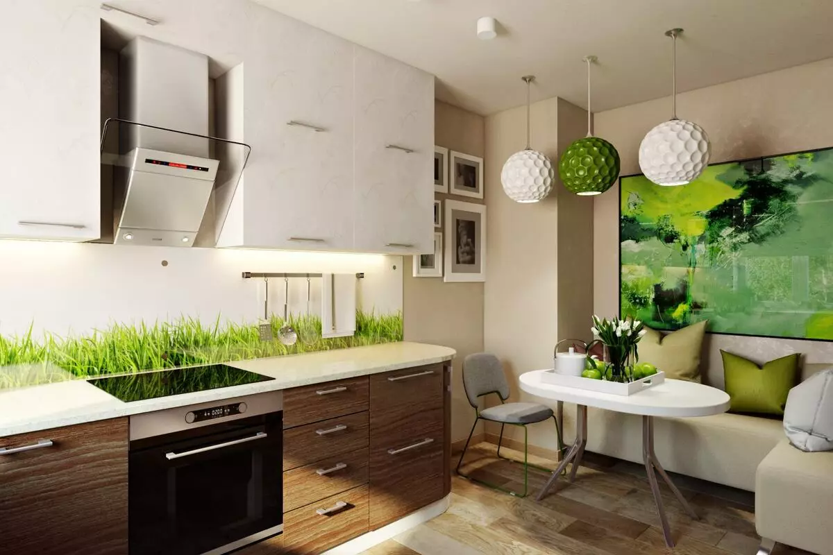 Pohon di dapur interior: gaya ramah lingkungan modern