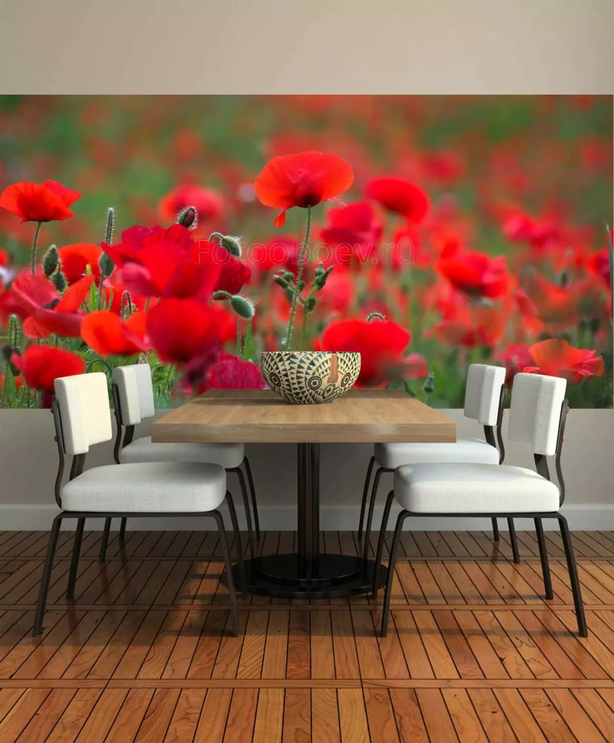 꽃 모티프와 벽 벽화 - 놀라운 페인트 사치미