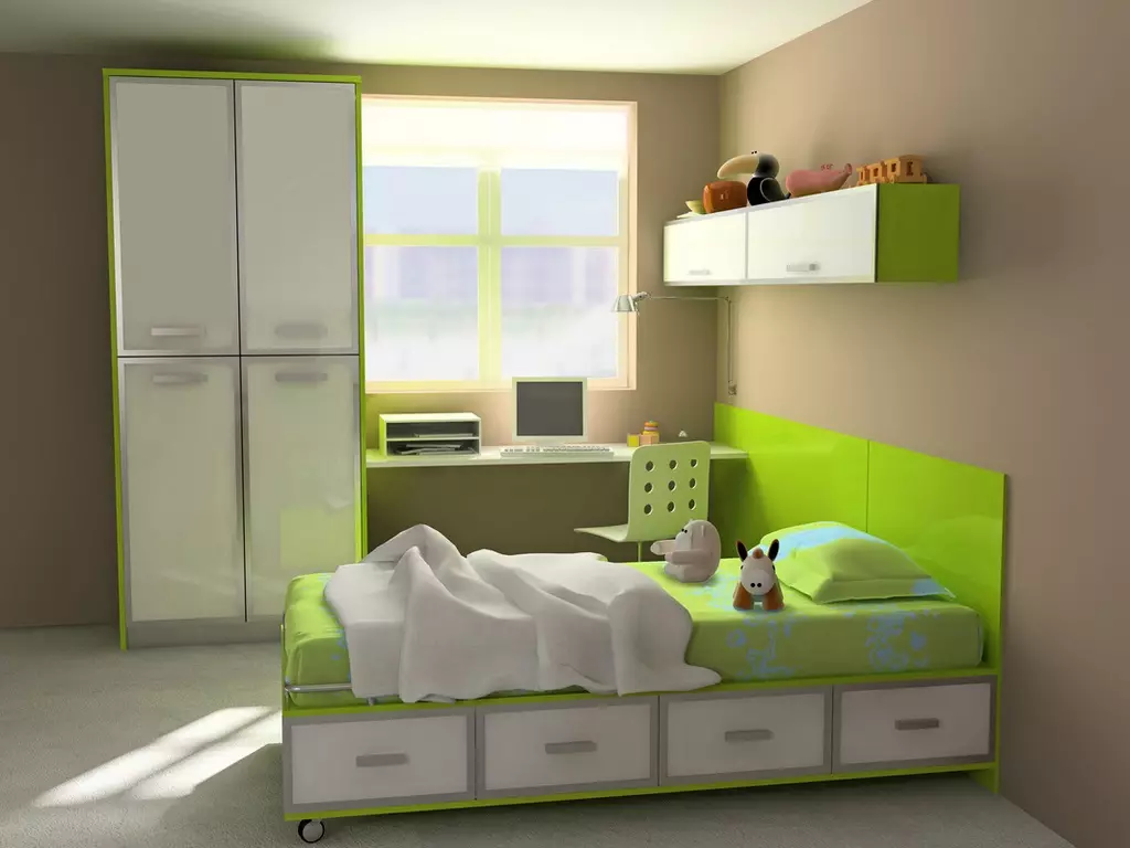 Interior bonito e prático do quarto das crianças