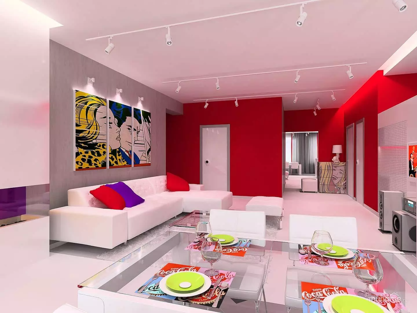 Interior colorido para diferentes habitaciones.