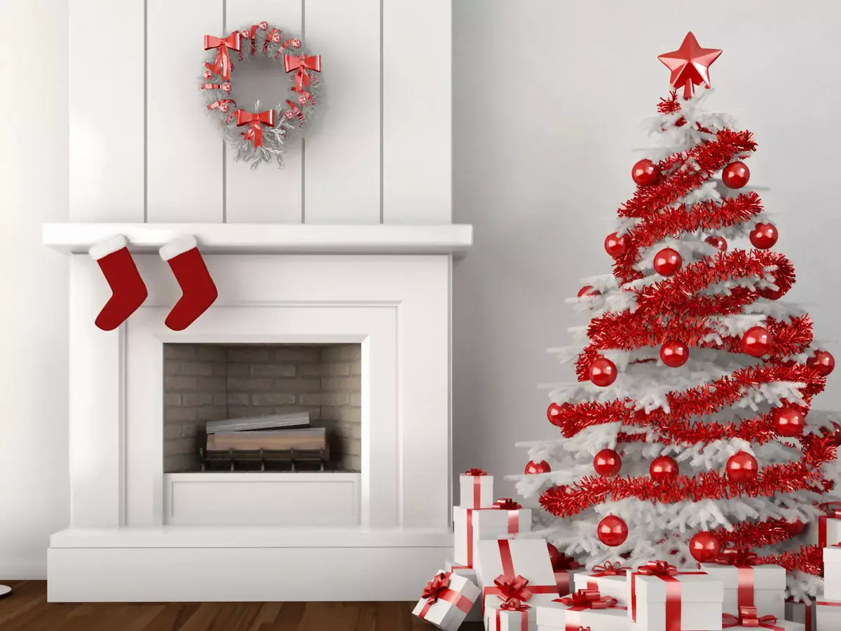 Santa Claus kommer att vara nöjd: Design öppen spis i vardagsrummet