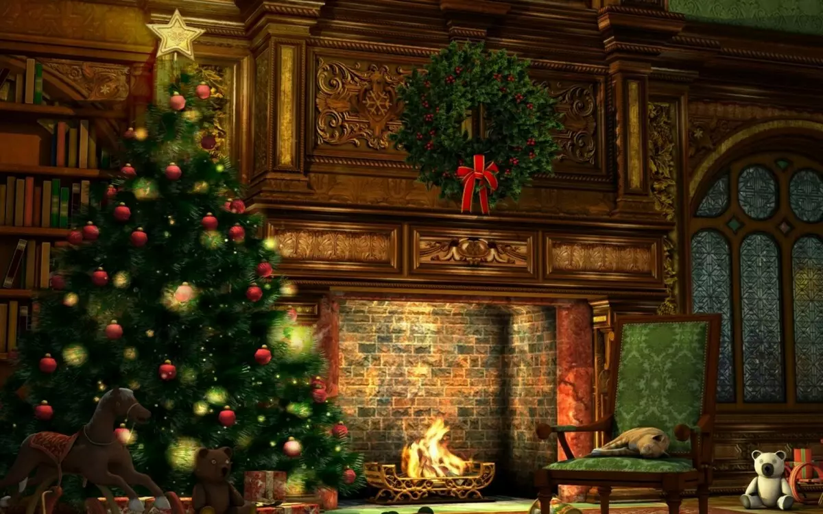 Noel Baba memnun olacak: oturma odasında şömine tasarım