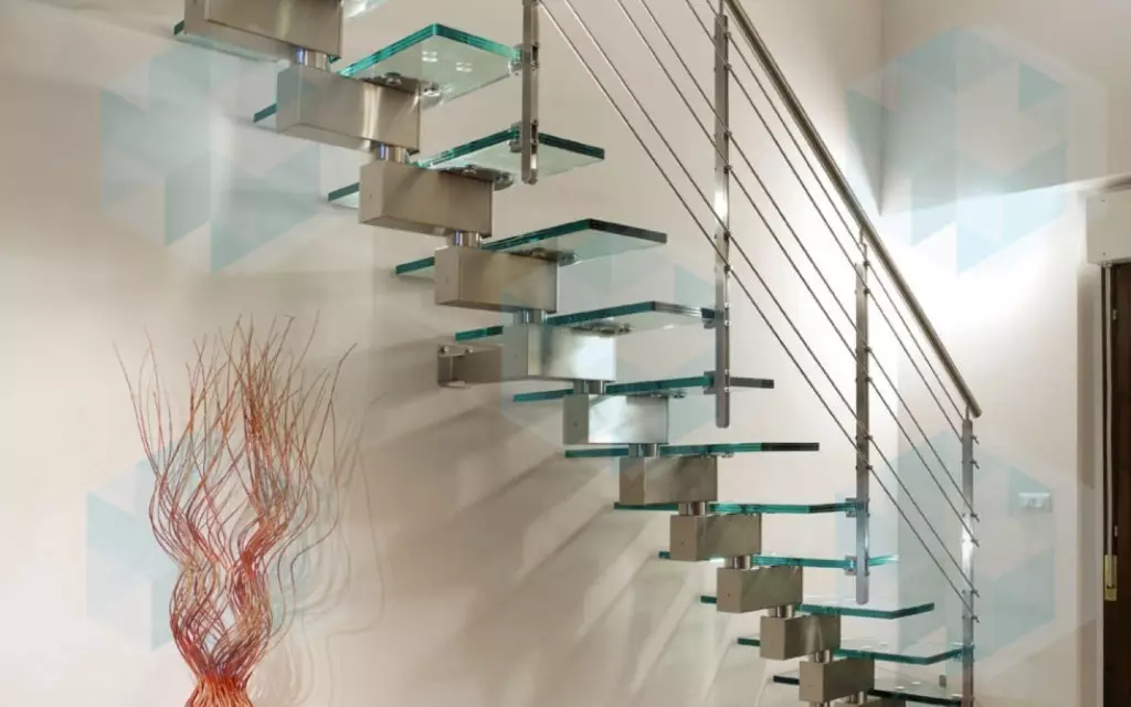 Escada de aço inoxidável modular e vidro