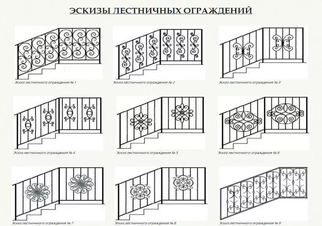 Баспалдақ қоршаулардың эскиздері