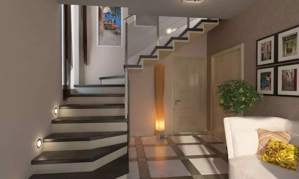 Mažasis koridoriaus dizainas su laiptais