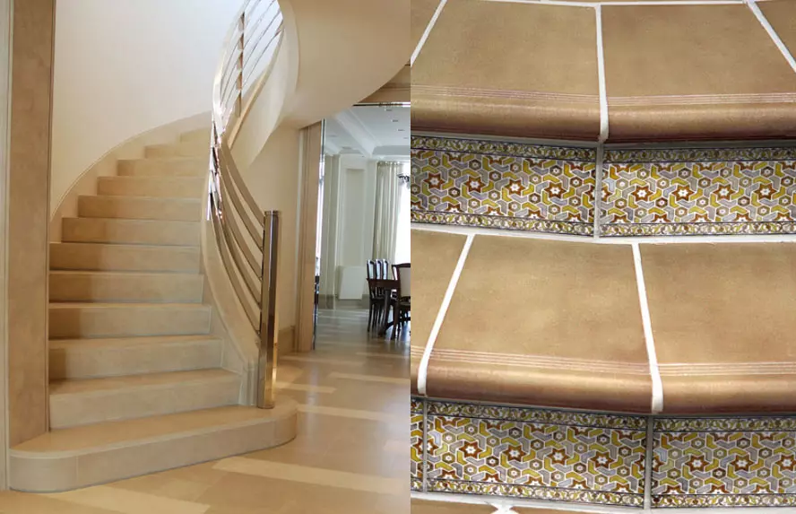 Како да го одделите скалите во куќата: избор на материјал со соочување | +65 фотографија
