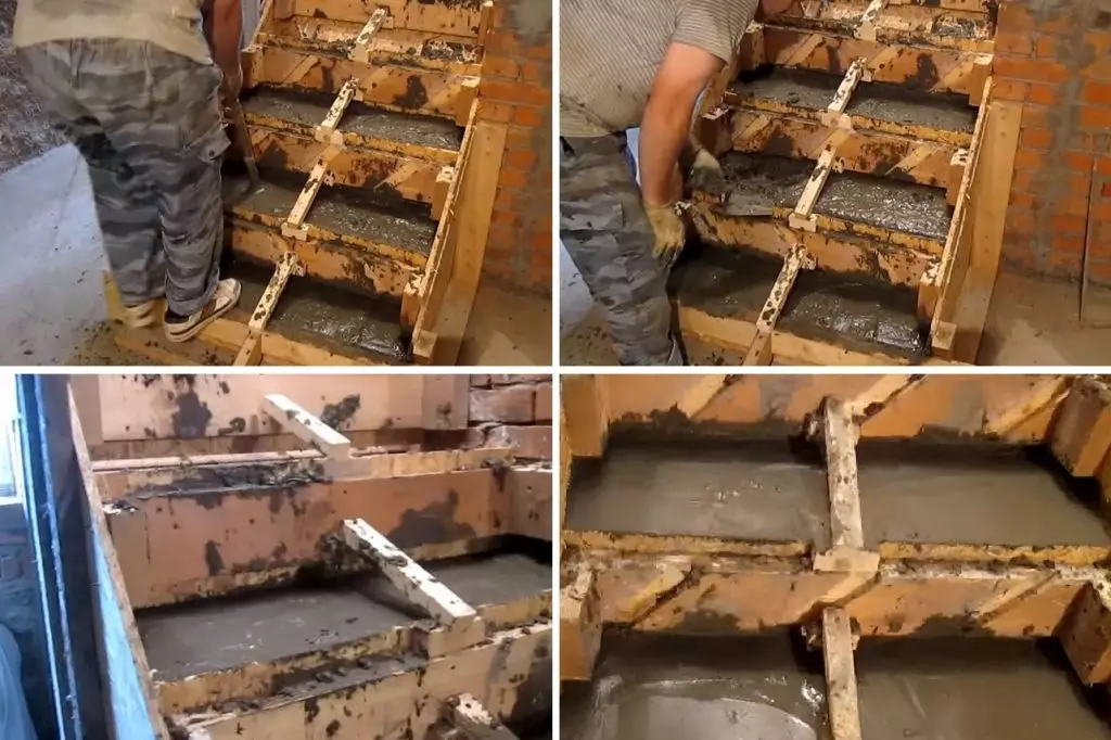 Productie van betonnen trap