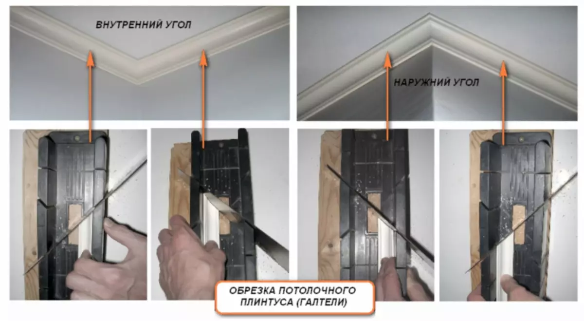 Instrucións para cortar o plinto do teito nas esquinas